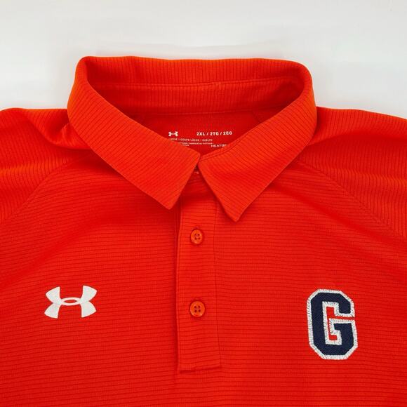 Under Armour 2XL Heatgear Golf Polo Men Orange G Logo Short Sleeve Shirt Jersey - Picture 2 of 7